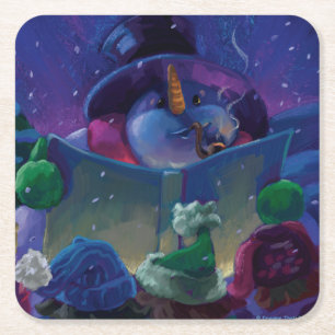 Wintertime Reading Painting Rechteckiger Pappuntersetzer