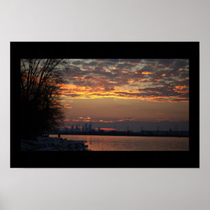 Wintertime River Sunset Poster