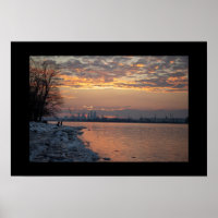 Wintertime River Sunset Poster