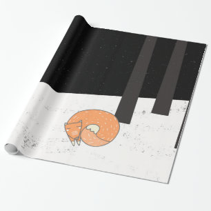Wintertime- Schlaffox - Illustration Geschenkpapier