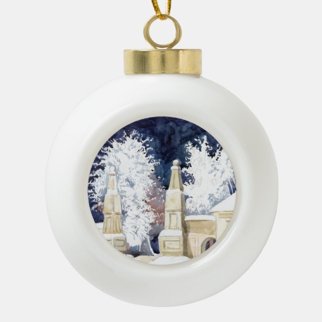 Wintertor bei Nacht (Skizze) Keramik Kugel-Ornament (Vorderseite)