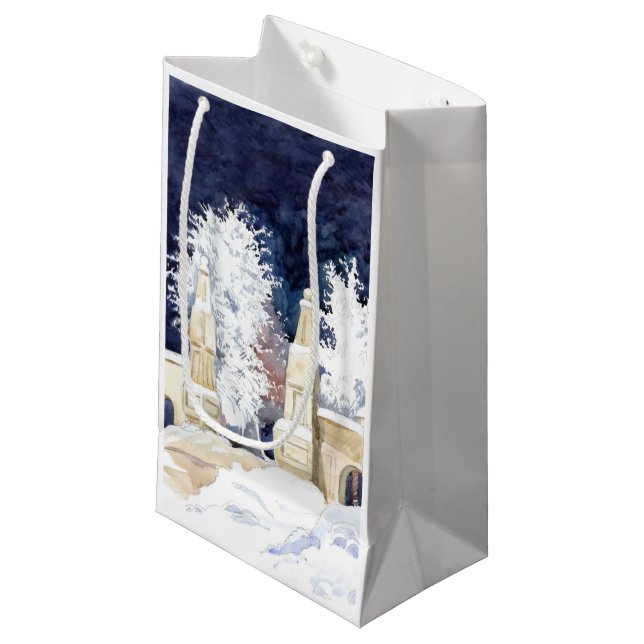Wintertor bei Nacht (Skizze) Kleine Geschenktüte (Vorderseite Schrägansicht)