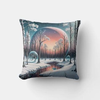 Wintertraum am Himmel: Surrealer Schneewald Kissen