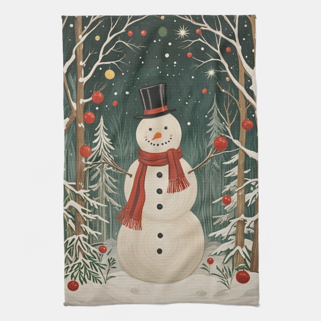 Wintertraum des Snowmanns Geschirrtuch (Vertikal)