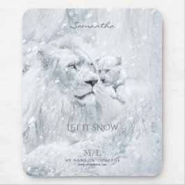 Winterträume, Weiße Löwenvater und Eiswürfel - Mousepad