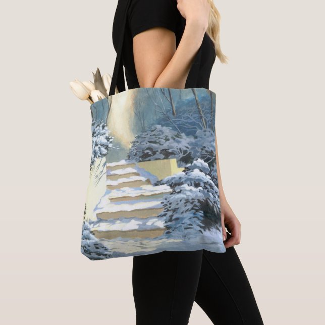Wintertreppen im Schnee Tote Tag Tasche (Von Nahem)