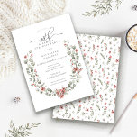 Winterüberraschung Party Grüne 30. Geburtstag Einladung<br><div class="desc">Moderne Salbeigrün Wasserfarbe Boho botanische Rahmen ist mit kleinen poinsettia Blume betont.</div>