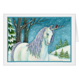WINTERUNICORN UND VÖGEL, FRIEDLICHE SCHNEENOTE-KAR
