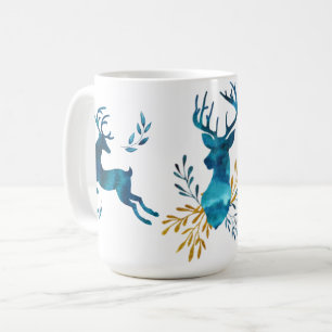Winterurlaub - Aquarell-Rotwild Kaffeetasse