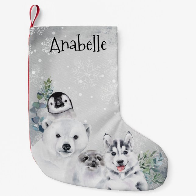 Winterurlaub Arktis Weihnachtspenguin Kleiner Weihnachtsstrumpf (Vorderseite)