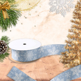 Winterurlaub Blau Weihnachten Schneeflocken Satinband