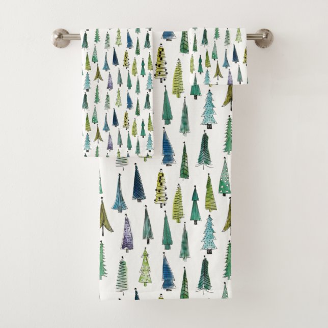 Winterurlaub Evergreen Trees Badhandtuch Set (Insitu)