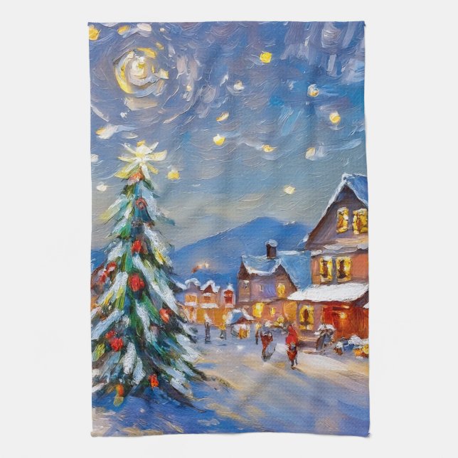 Winterurlaub Geschirrtuch (Vertikal)