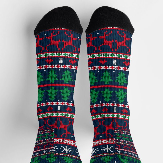 Winterurlaub gestricktes Muster  Socken (Oben)
