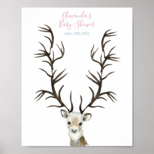 Winterurlaub Hirsch-Fingerabdruck-Baum-Gästebuch Poster