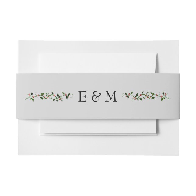 Winterurlaub Hochzeit Holly Vine Matching Einladungsbanderole (Vorderseite Beispiel)