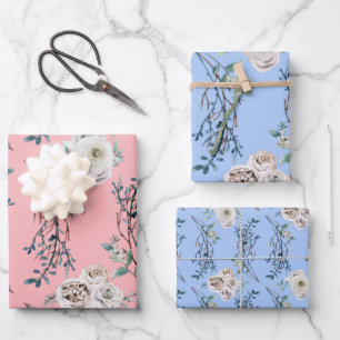Winterurlaub Hochzeit Rose Muster Geschenkpapier Set