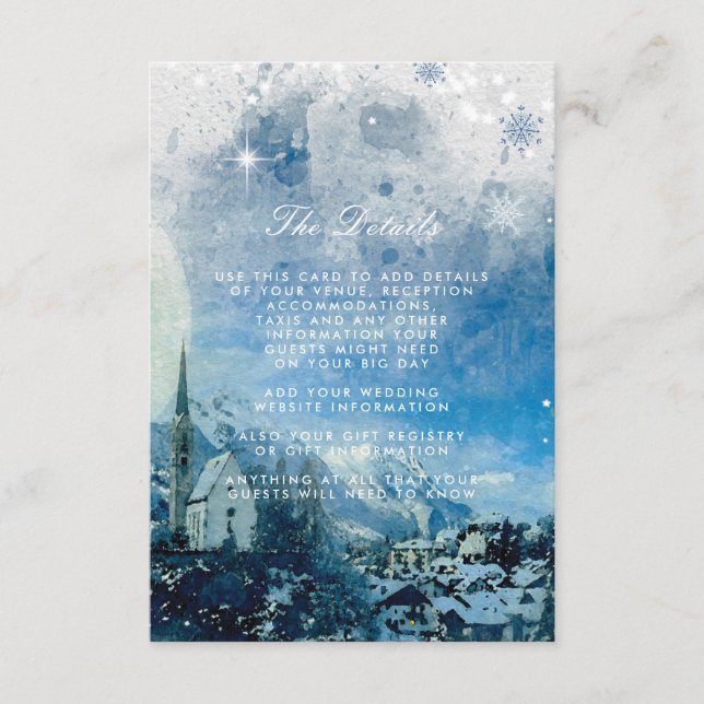 Winterurlaub - Hochzeitsinformationen Begleitkarte (Vorderseite)