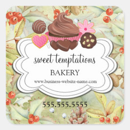 Winterurlaub Holly Verschiedene Desserts Bäckerei Quadratischer Aufkleber