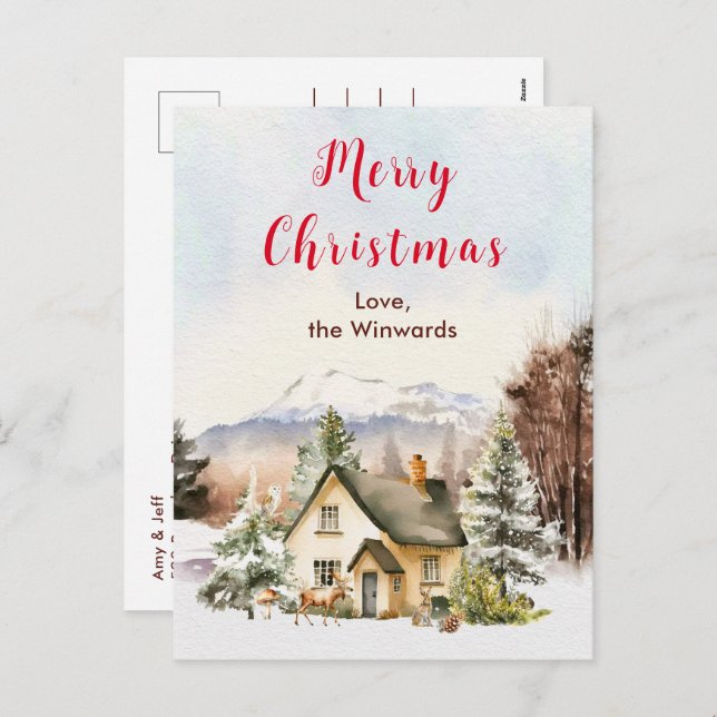 Winterurlaub Hütte Frohe Weihnachten (Vorne/Hinten)