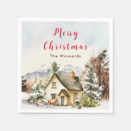 Winterurlaub Hütte Frohe Weihnachten Serviette