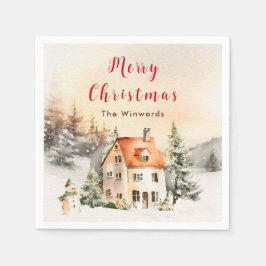 Winterurlaub Hütte Frohe Weihnachten Serviette