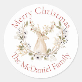 Winterurlaub im Hirschkranz Runder Aufkleber