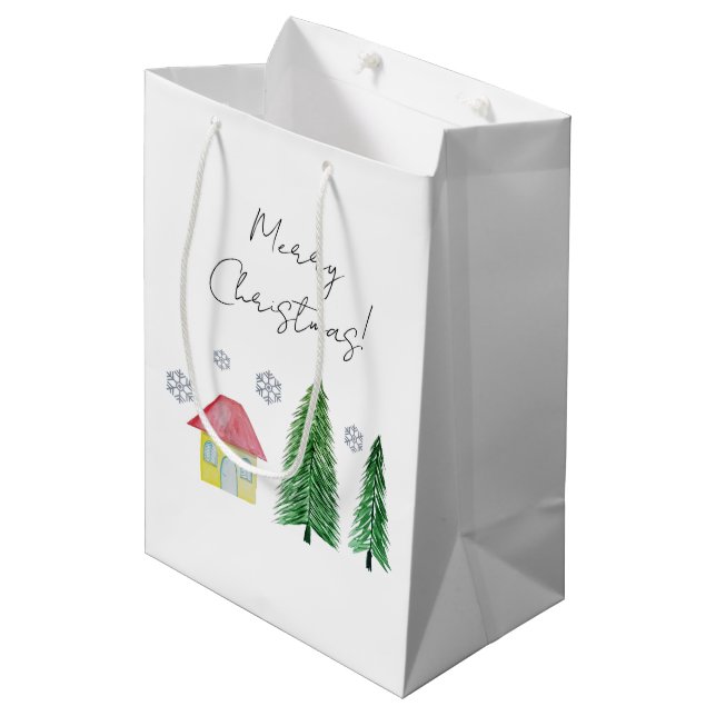 Winterurlaub Land Schönheit Mittlere Geschenktüte (Vorderseite Schrägansicht)