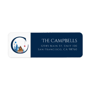 Winterurlaub   Letter C Monogram Address Label
