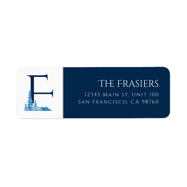 Winterurlaub | Letter F Monogram Address Label (Vorne)