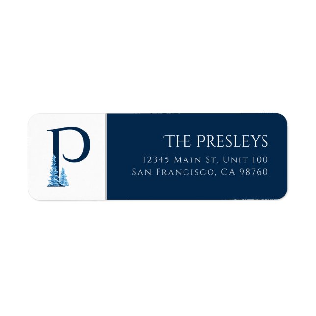 Winterurlaub | Letter P Monogram Address Label (Vorne)