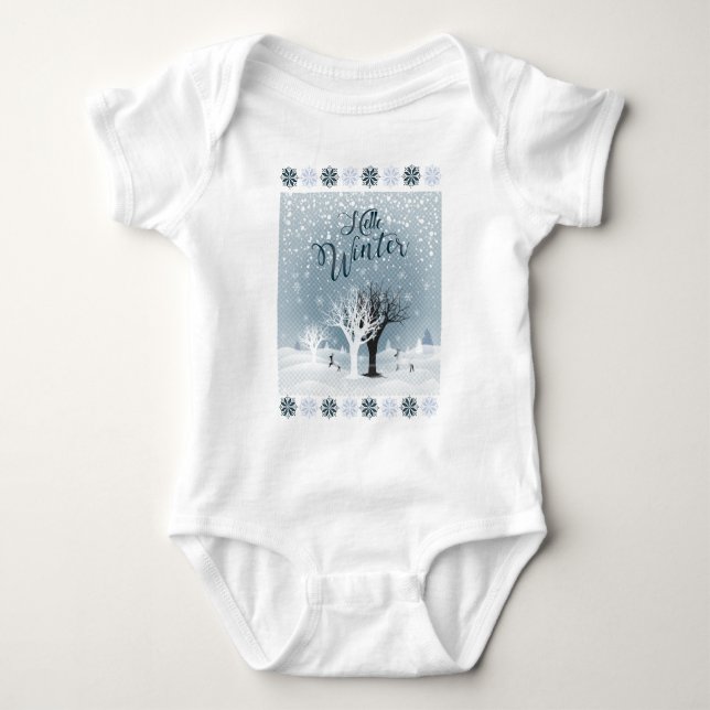Winterurlaub Märchen Fantasy Snowy Forest Baby Strampler (Vorderseite)