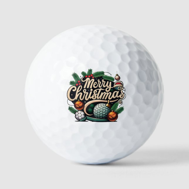 Winterurlaub mit Gruß "Frohe Weihnachten" Golfball (Vorderseite)