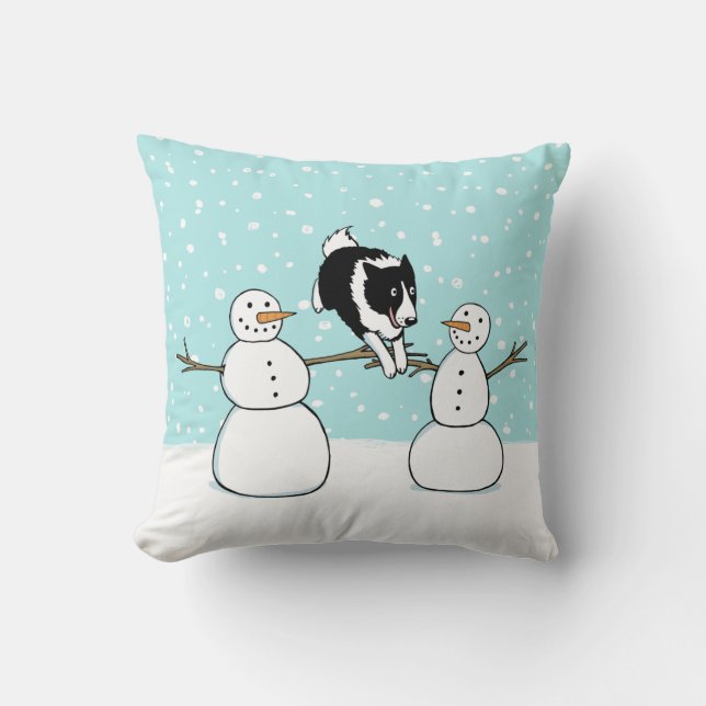 Winterurlaub Niedliche Grenze Collie Hund mit Snow Kissen (Vorderseite)