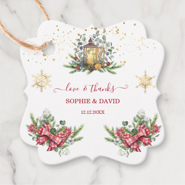 Winterurlaub Pine Cones Weihnachtsbälle Hochzeit Geschenkanhänger (Vorderseite)