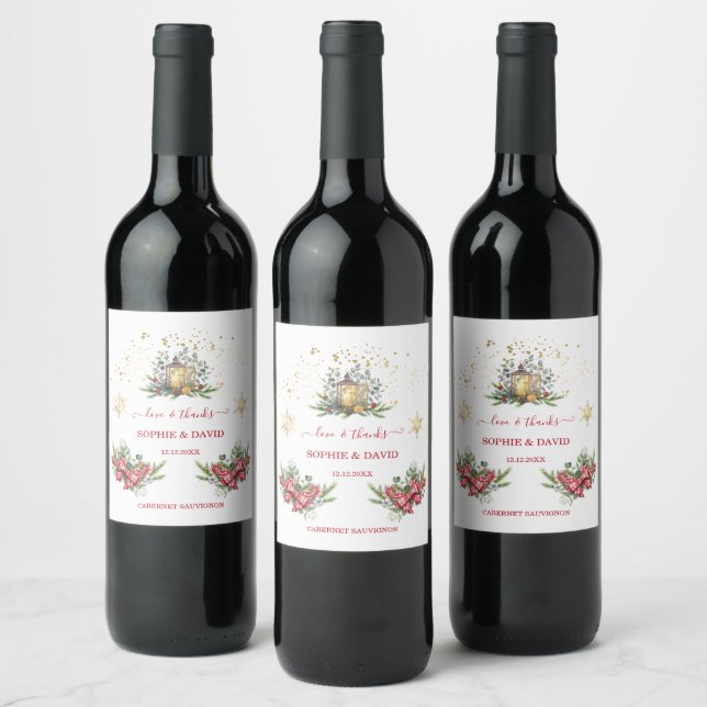 Winterurlaub Pine Cones Weihnachtsbälle Hochzeit Weinetikett (Flaschen)