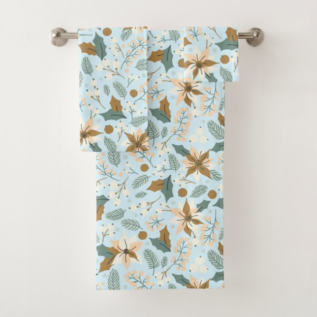 Winterurlaub Poinsettia Badhandtuch Set (Insitu)