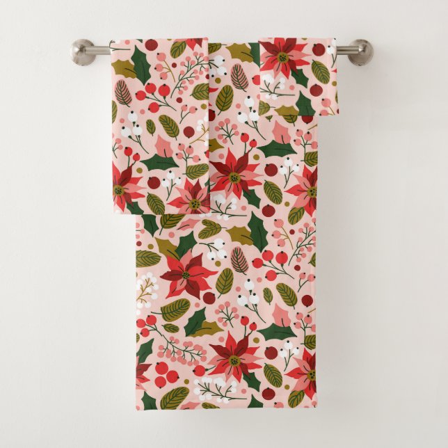Winterurlaub Poinsettia Badhandtuch Set (Insitu)