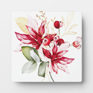 Winterurlaub Rote Poinsettia Aquarellfarben Blume Fotoplatte