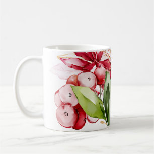 Winterurlaub Rote Poinsettia Aquarellfarben Blume Kaffeetasse