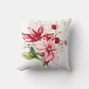 Winterurlaub Rote Poinsettia Aquarellfarben Blume Kissen