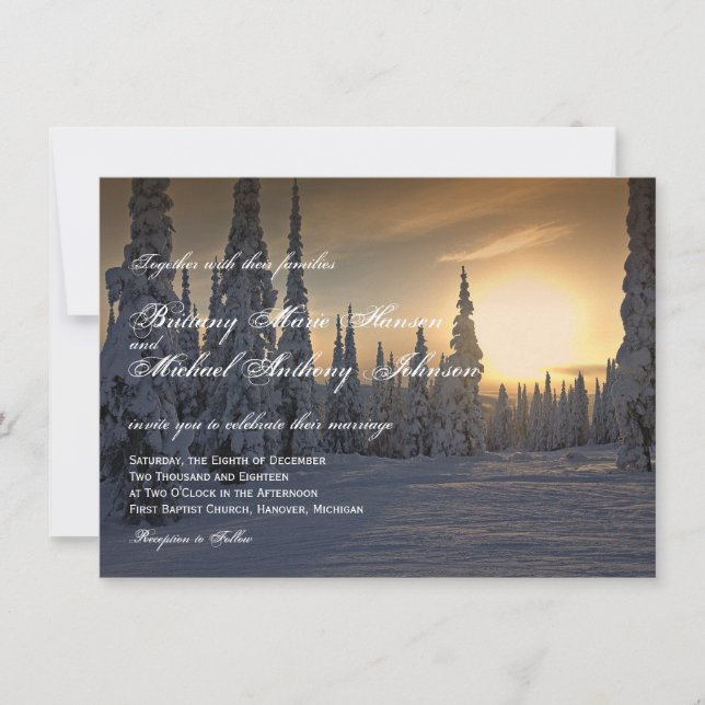 Winterurlaub-Schnee auf den Wedding Kiefern lädt Einladung (Vorderseite)