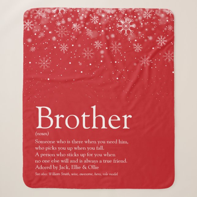Winterurlaub Schneeflocken Fun Bruder Rot Sherpadecke (Vorderseite)