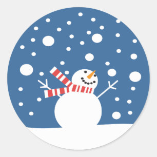 Winterurlaub-Schneemann Runder Aufkleber