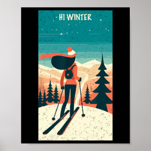 Winterurlaub Ski Weihnachten X-mas Skifahren Skifa Poster