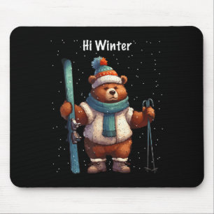 Winterurlaub Skifahrer Tier Weihnachten Ski Skifah Mousepad