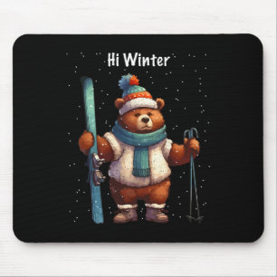 Winterurlaub Skifahrer Tier Weihnachten Ski Skifah Mousepad