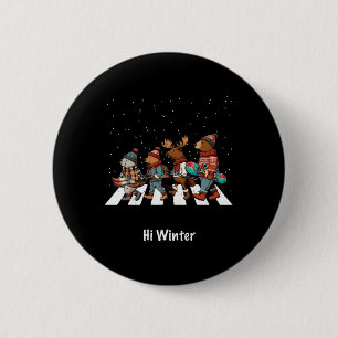 Winterurlaub Snowboarden Tiere Weihnachtsschnee Button