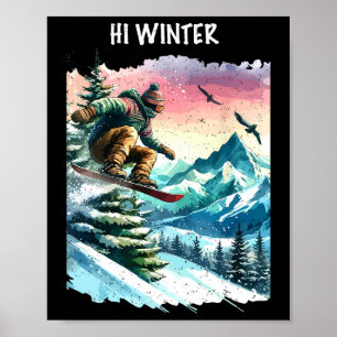 Winterurlaub Snowboarden Weihnachten Weihnachten W Poster