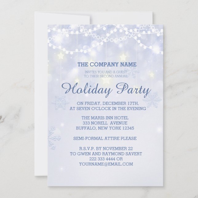 Winterurlaub Sparkle Office Einladungen (Vorderseite)